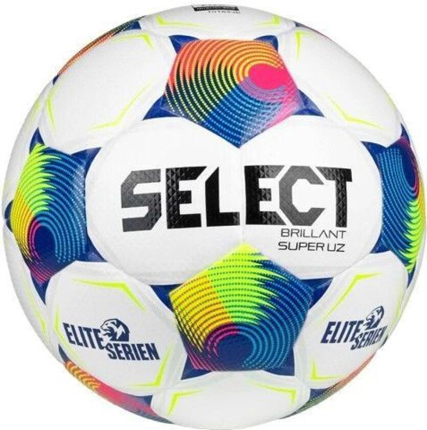 Fotball Brillant Super UZ V26 Eliteserien - Hvit/Blå, størrelse Ball SZ. 5