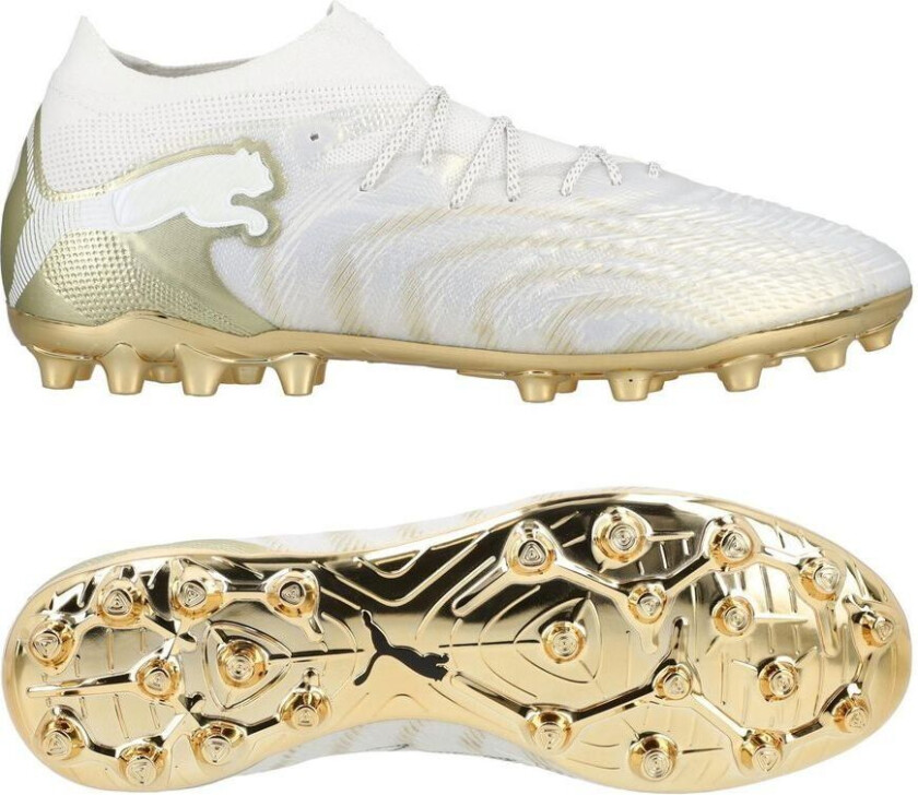 Future 9 Ultimate Mg White Gold - White/metallisk Gull/ Svart - Multi Ground (Mg), størrelse 45