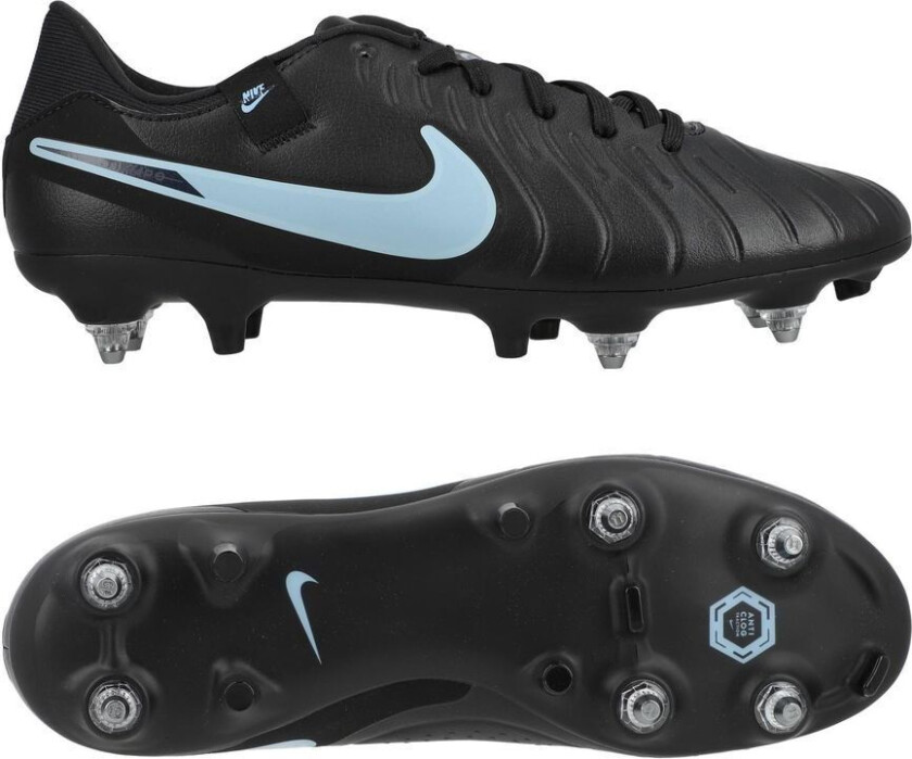 Tiempo Legend 10 Academy SG-PRO Anti-Clog Shadow - Svart/Isblå - Vått gress (SG), størrelse 41