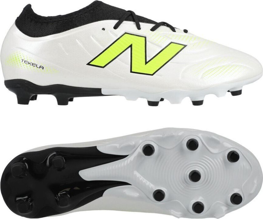Tekela V5 Team Low Cut FG Lime Light - Hvit/Grønn Barn - Gress (FG), størrelse 35½