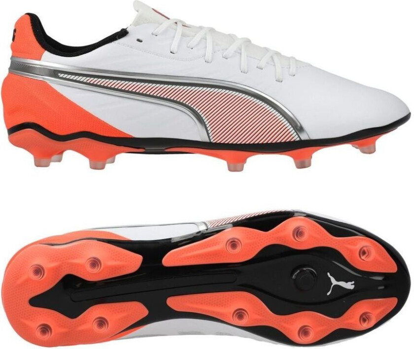 King Match FG/AG Untamed - White/ Sølv/rød, størrelse 43