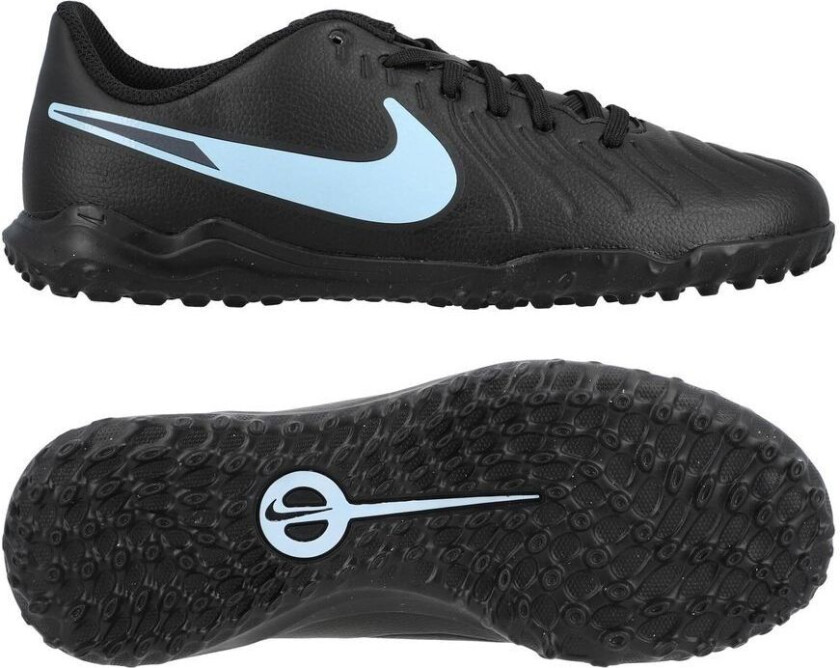 Tiempo Legend 10 Club TF Shadow - Svart/Isblå Barn - Turf (TF), størrelse 36½
