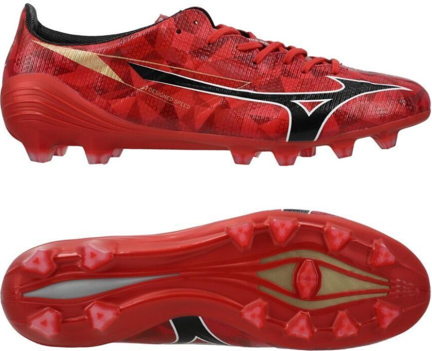 Alpha II Made in Japan FG Ruby Red - Rød/Svart/Gull - Gress (FG), størrelse 44