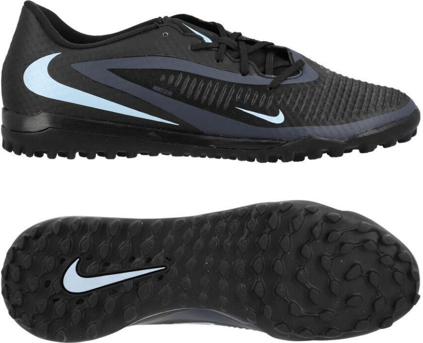 Phantom 6 Academy Low Cut TF Shadow - Svart/Isblå - Turf (TF), størrelse 42