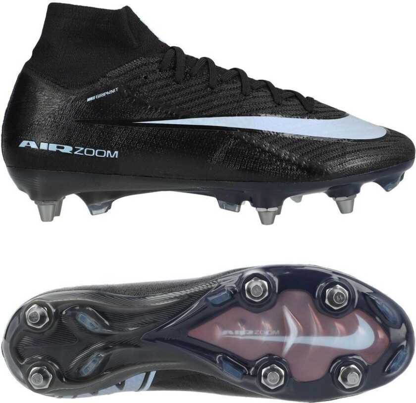 Air Zoom Mercurial Superfly 10 Elite SG-PRO Shadow - Svart/Isblå - Vått gress (SG), størrelse 39