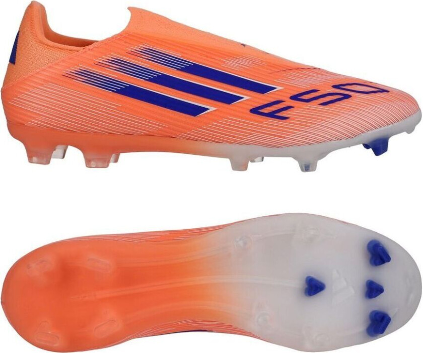 F50 League Laceless FG/AG Coral Blaze - Oransje/Lucid Blue/Fottøy Hvit, størrelse 48