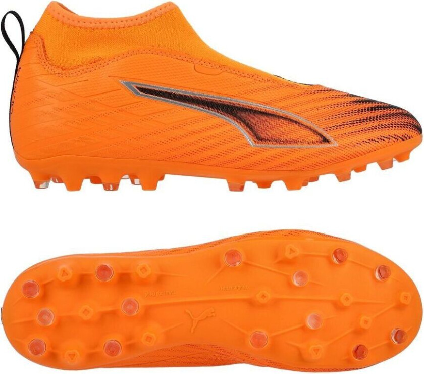 Ultra 6 Match Laceless + MG Hot Pursuit - Varmebrann/ Svart/rød Barn - Multi Ground (MG), størrelse 38