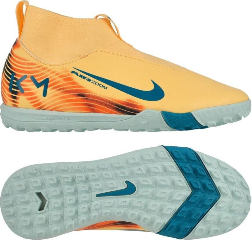 Air Zoom Mercurial Superfly 10 Academy TF Mbappé Personal Edition - Oransje/Neo Turkis/Grønn Barn - Turf (TF), størrelse 38