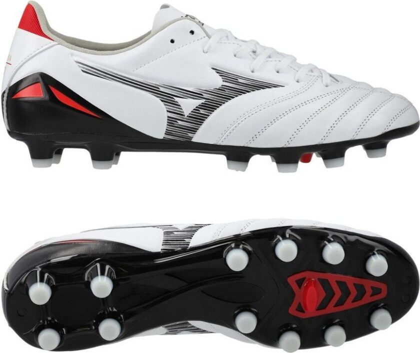 Morelia Neo IV Pro FG - Hvit/Svart/Rød - Gress (FG), størrelse 44