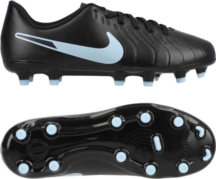 Tiempo Legend 10 Club MG Shadow - Svart/Isblå Barn - Multi Ground (MG), størrelse 38½