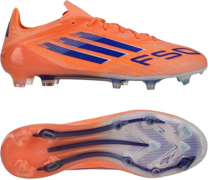 F50 Elite FG Coral Blaze - Oransje/Lucid Blue/Fottøy Hvit - Gress (FG), størrelse 48