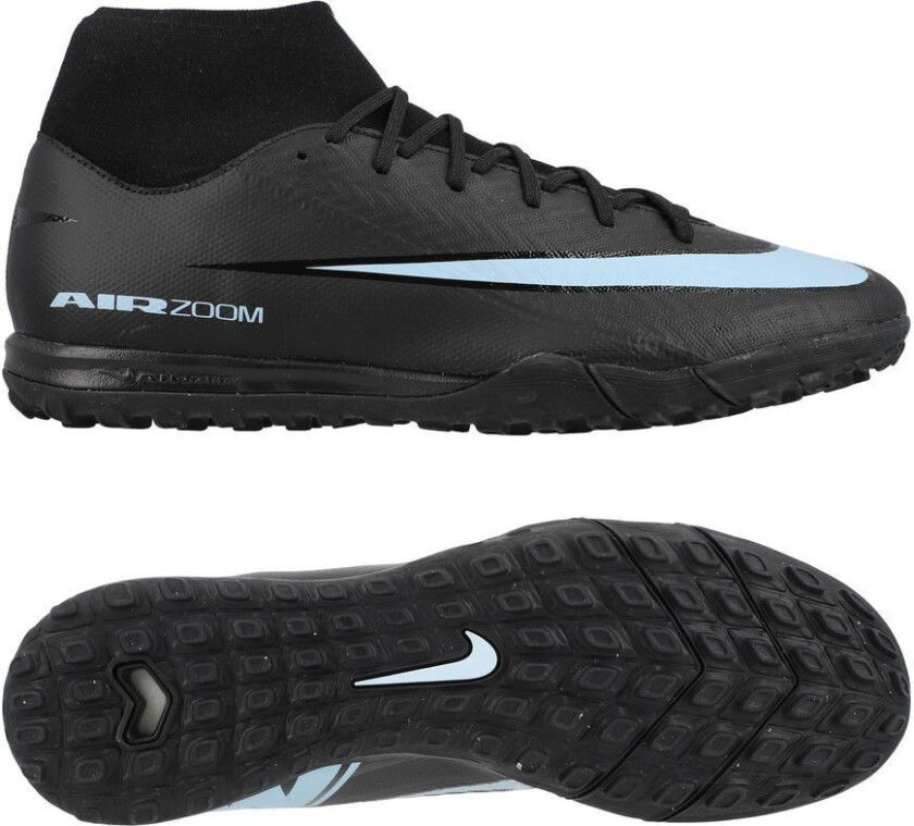 Air Zoom Mercurial Superfly 10 Academy TF Shadow - Svart/Isblå - Turf (TF), størrelse 42½
