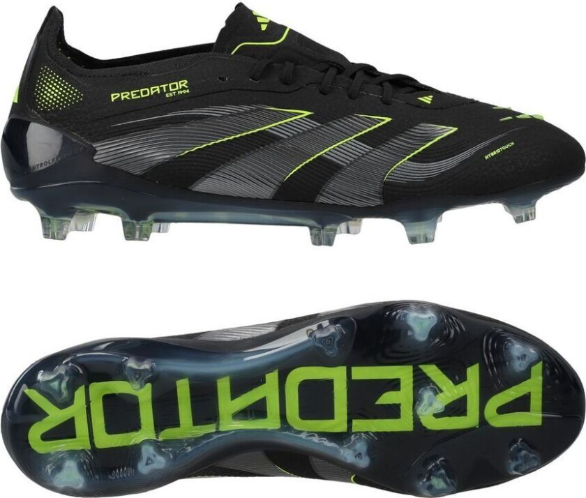 Predator Elite FG Electric Stealth - Svart/Grå/Sitron - Gress (FG), størrelse 38⅔