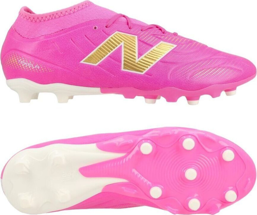 Tekela V5 Team Low Cut Fg Pure Ambition - Pink Heat/hvit/gull Barn - Gress (Fg), størrelse 33½