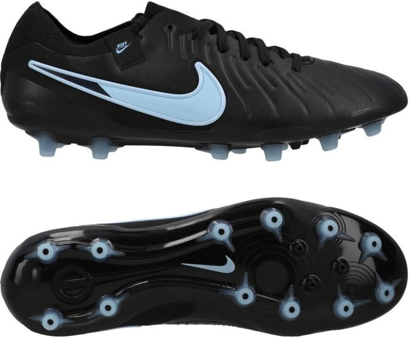 Tiempo Legend 10 Pro AG-PRO Shadow - Svart/Isblå - Kunstgress (AG), størrelse 40½