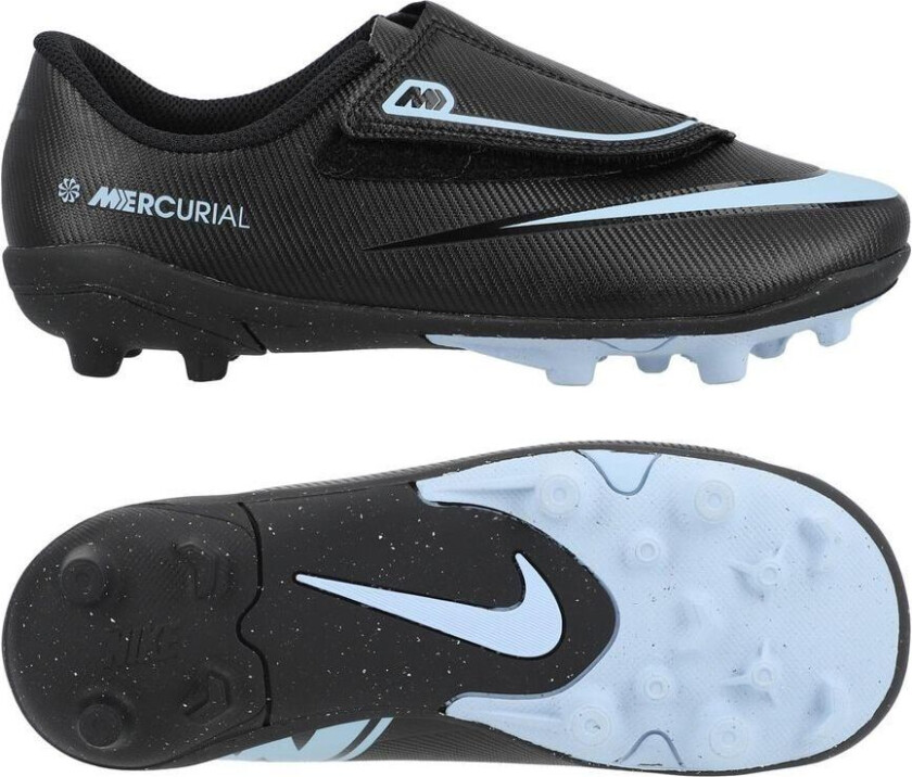 Mercurial Vapor 16 Club Borrelås MG Shadow - Svart/Isblå Barn - Multi Ground (MG), størrelse 29½