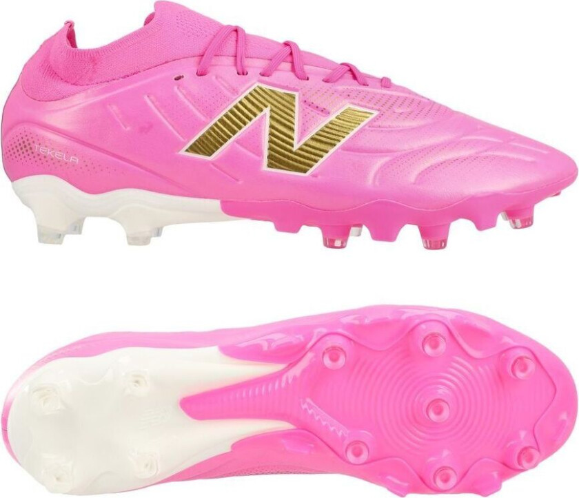 Tekela V5 Team Low Cut Fg Pure Ambition - Pink Heat/hvit/gull - Gress (Fg), størrelse 42½
