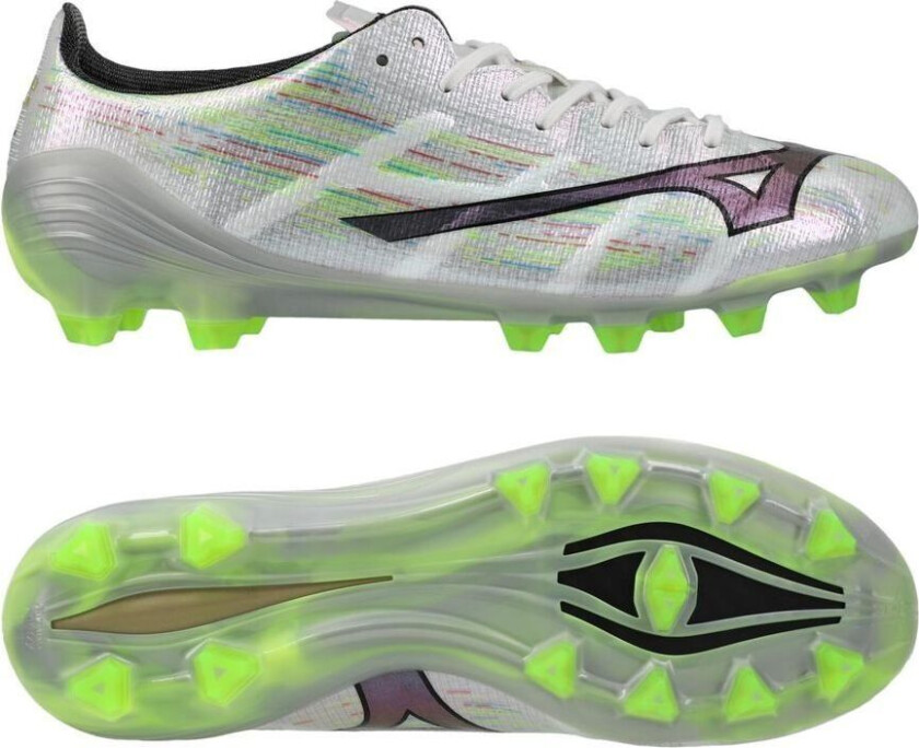 Alpha II Made in Japan FG - Hvit/Sølv iriserende/Svart - Gress (FG), størrelse 39