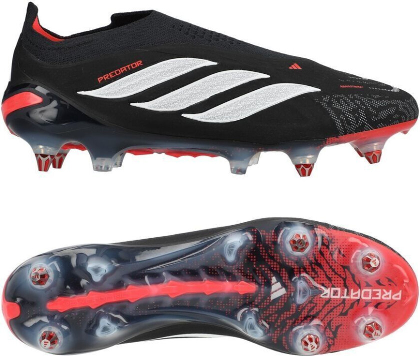 Predator Elite Laceless SG Immortal DNA - Svart/Fottøy Hvit/Lucid Red - Vått gress (SG), størrelse 44⅔