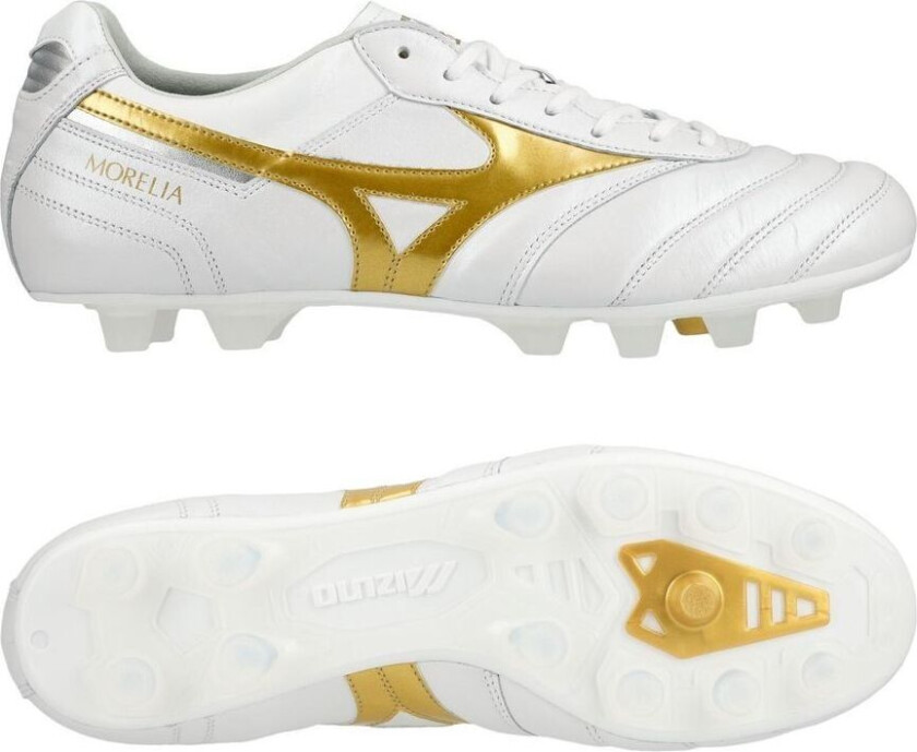 Morelia II Made in Japan FG - Hvit/Gull/Sølv - Gress (FG), størrelse 45