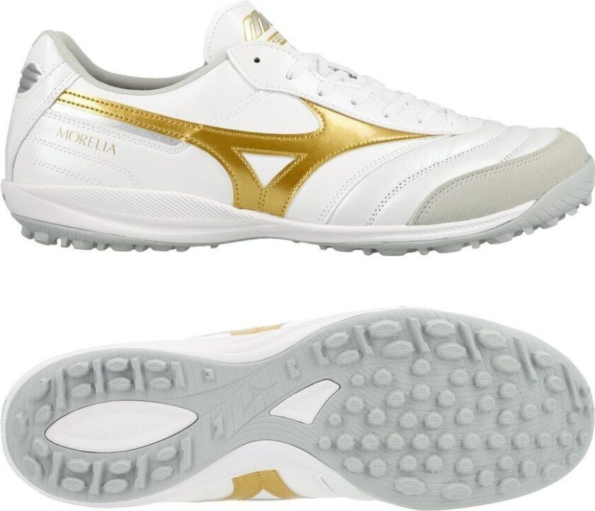 Morelia Sala Elite TF Bright Gold - Hvit/Gull/Sølv - Turf (TF), størrelse 44½