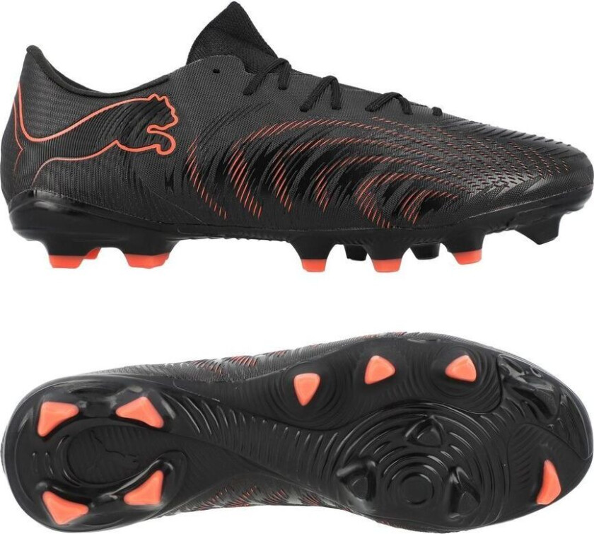 Future 9 Match Fusion Low Cut FG/AG Eclipse - Svart/rød/Strong Gray, størrelse 42½