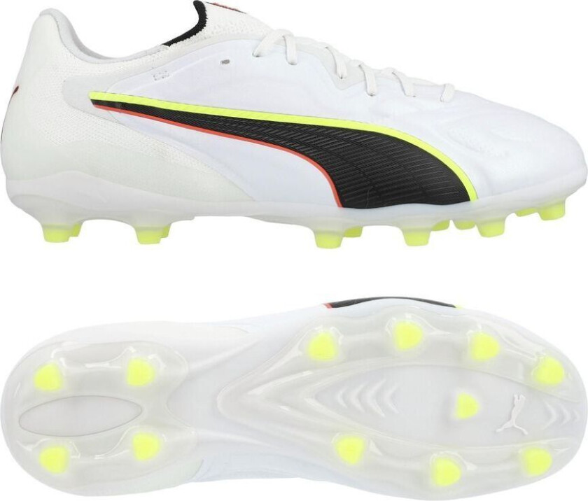 King 20 Pro FG/AG Unleashed - White/rød/Gul, størrelse 42½