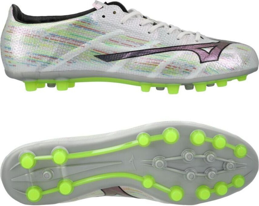 Alpha II Made in Japan AG - Hvit/Sølv iriserende/Svart - Kunstgress (AG), størrelse 43