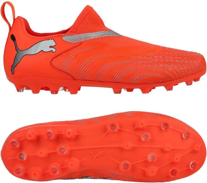 Future 9 Match Laceless MG Unleashed - rød/ White/ Svart/ Sølv Barn - Multi Ground (MG), størrelse 37½