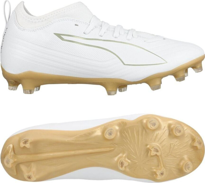 Ultra 6 Match Fg/ag White Gold - White/metallisk Gull/ Svart Barn, størrelse 37½