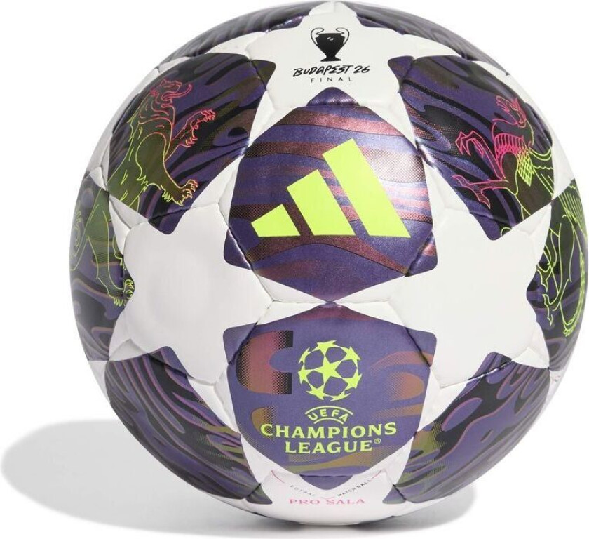 Fotball Champions League Finale 2025/26 Budapest Pro Sala - Mørk lilla Hvit/Gul, størrelse Ball SZ. Futsal