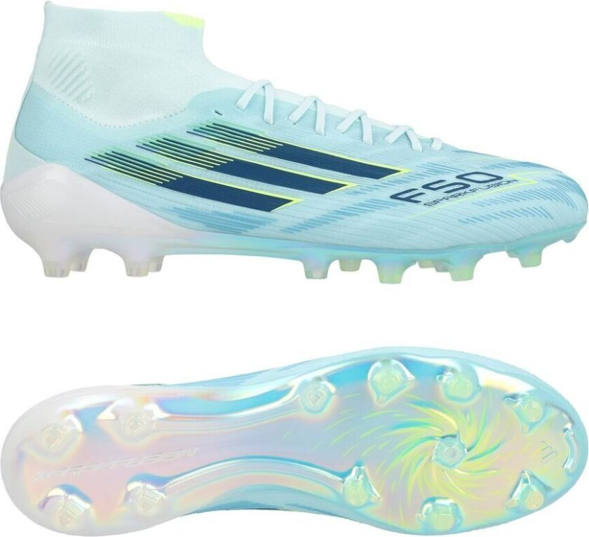 F50 Sparkfusion Elite Mid Cut Fg/ag Ice Cold Precision - Almond Blue/dune Pearl/gul Kvinner, størrelse 35½