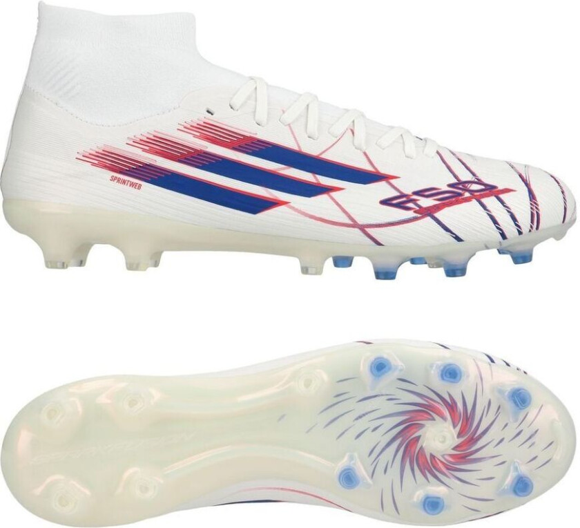 F50 Sparkfusion Pro Mid Cut FG/AG Icon Takeover - Fottøy Hvit/Blå/Lucid Red Kvinner, størrelse 40