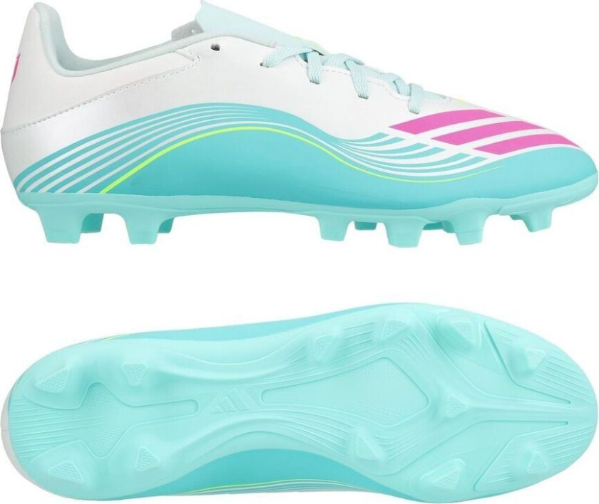 F50 Messi Club FxG Aurora Radiante - Fottøy Hvit/Lucid Pink/Flash Aqua, størrelse 44