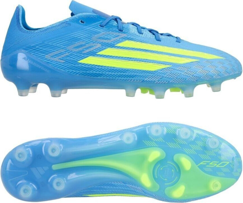 F50 Elite Ag Ice Cold Precision - Lucid Ray Blue/gul/light Utility Aqua - Kunstgress (Ag), størrelse 48⅔