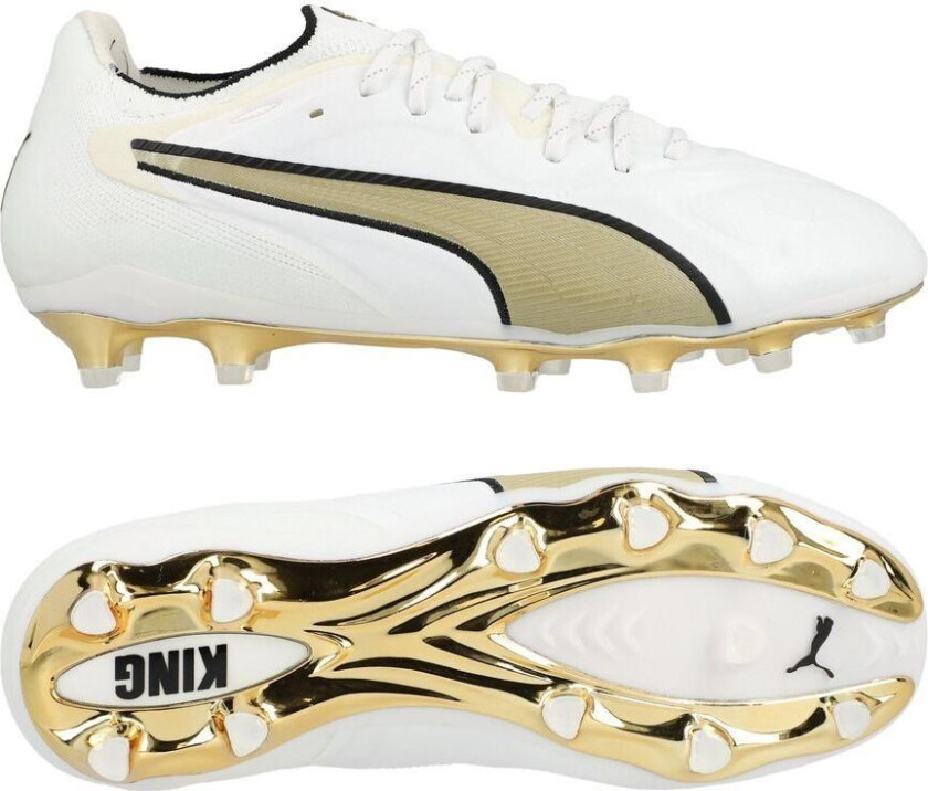 King 20 Ultimate Fg/ag White Gold - White/metallisk Gull/ Svart, størrelse 44