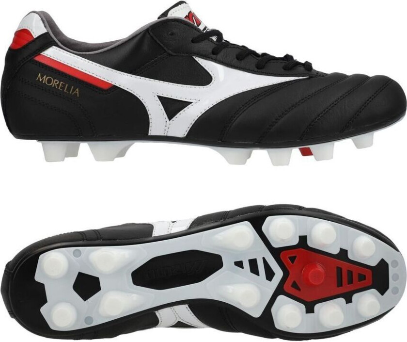 Morelia II Made in Japan FG - Svart/Hvit/Rød - Gress (FG), størrelse 46