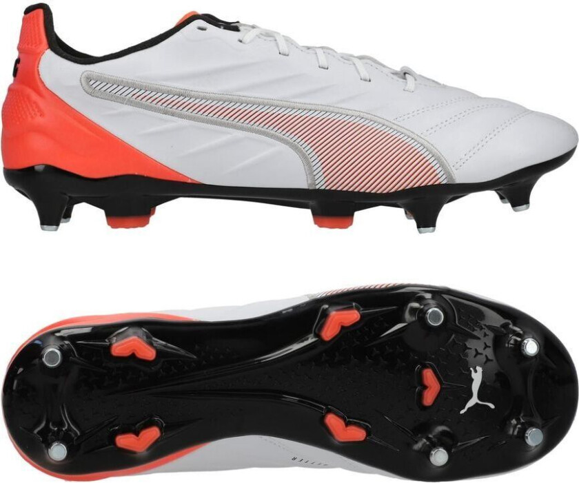 King Pro SG Untamed - White/ Sølv/rød - Vått gress (SG), størrelse 40½
