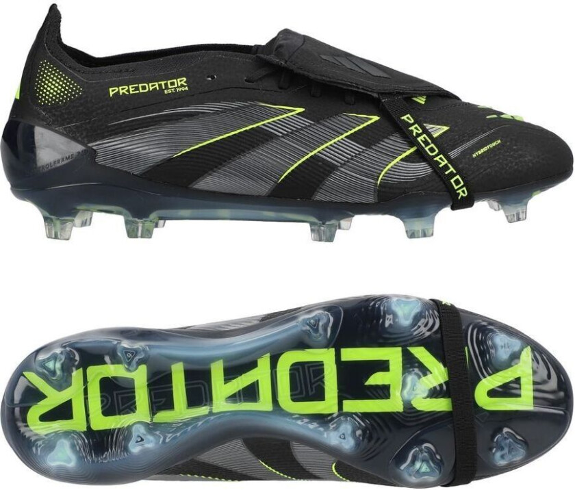 Predator Elite Fold-over Tongue FG Electric Stealth - Svart/Grå/Sitron - Gress (FG), størrelse 36⅔
