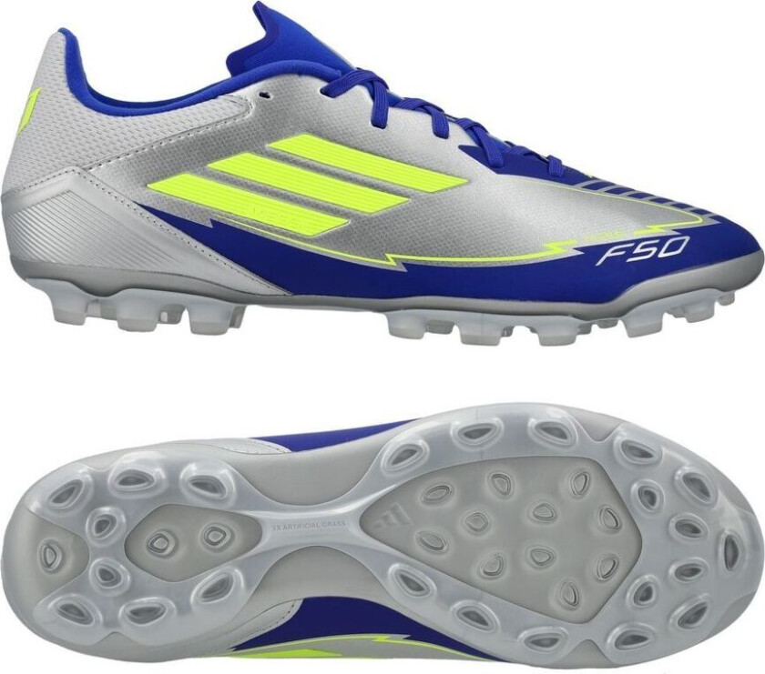 F50 Messi League 2G/3G AG La Vida Rapida - Sølv Metallisk/Gul/Lucid Blue - Kunstgress (AG), størrelse 46⅔