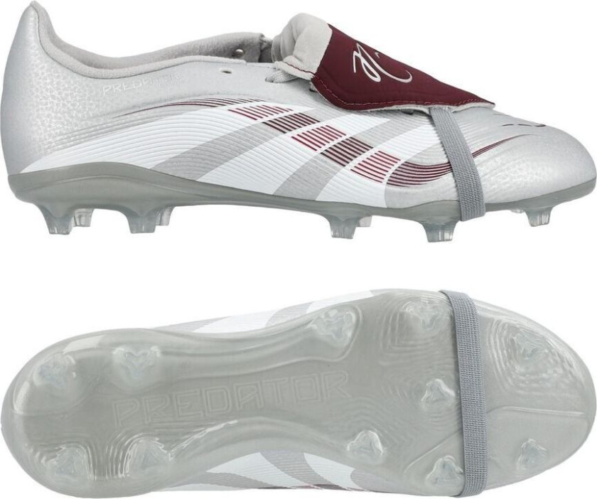 Predator League Fold-over Tongue FG/AG Jude Bellingham Chrome Dream - Sølv Metallisk/Legacy Burgund/Maroon Barn LIMITED EDITION - Gress (FG), størrelse 28½