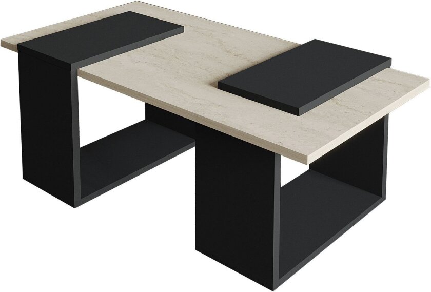 Matris Sofabord 90x37x46,6 cm - Travertin og antrasitt