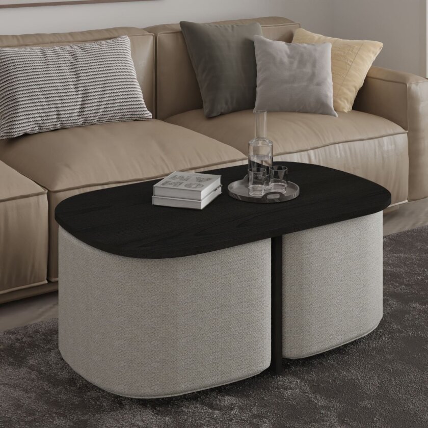 Hu Sofabordsett 90x42,9x45 cm - Svart