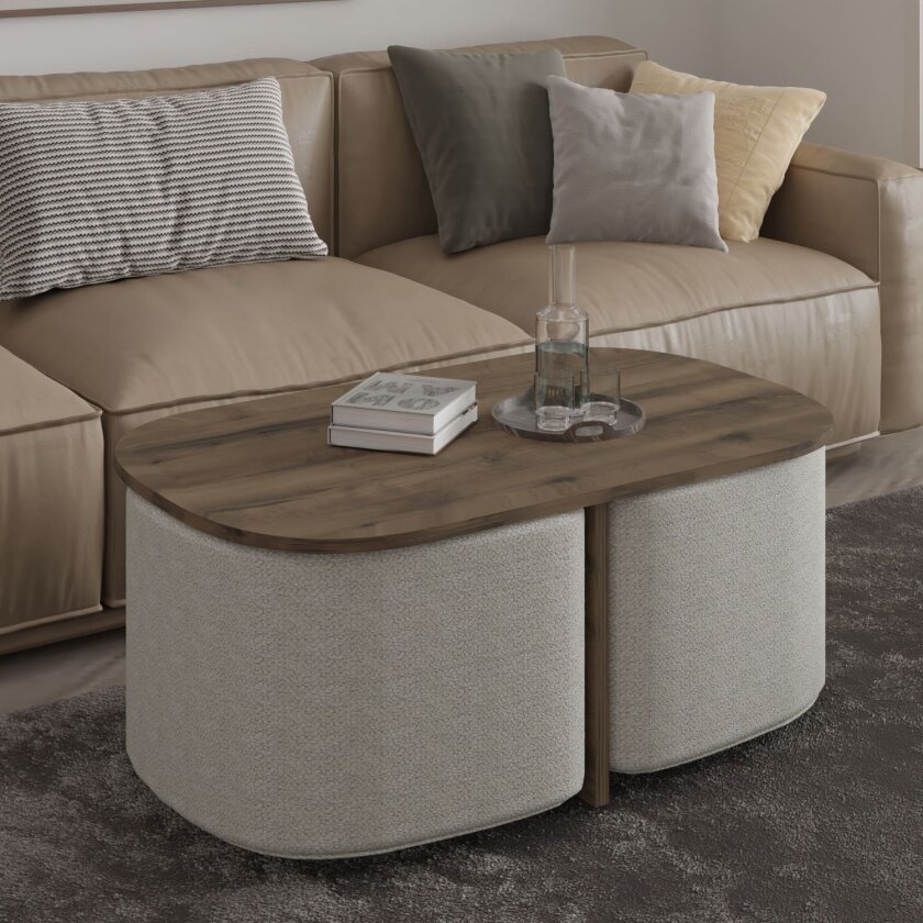Hu Sofabordsett 90x42,9x45 cm - Antikk valnøtt