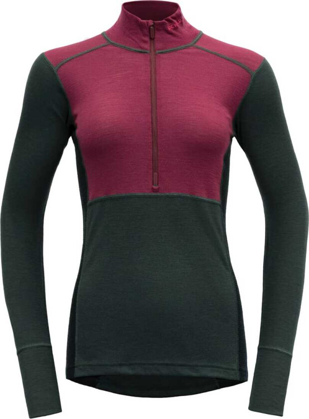 Lauparen Merino 190 Zip Neck Dame Beetroot/Woods/Ink M