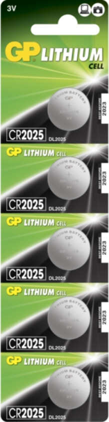 GP CR2025, litiumbatteri 5-pakk