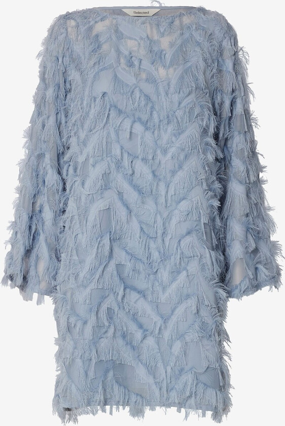 Kjole slfMyline Relaxed LS Boat Neck - Blå