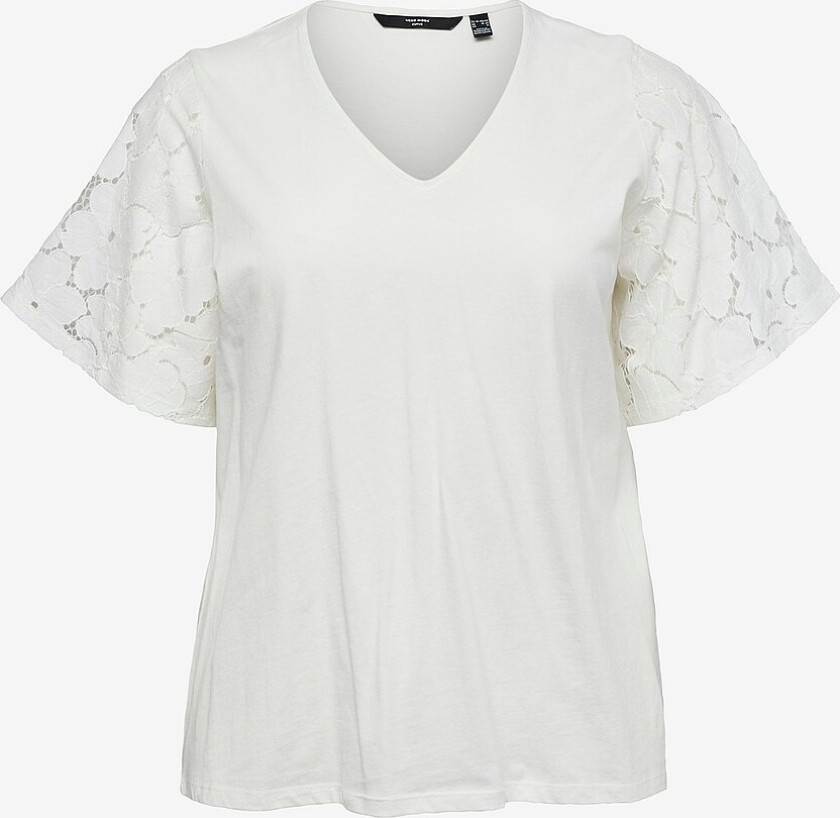 Topp vmcVilla SS V-neck Jrs Cur - Hvit