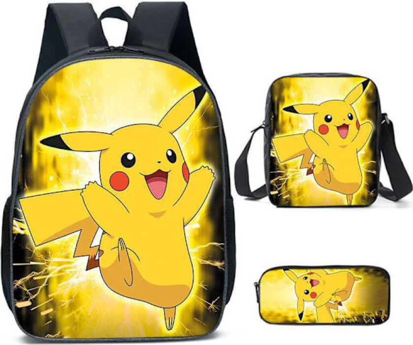Elektrisk mus Pikachu skolesekk ryggsekk studentryggsekk