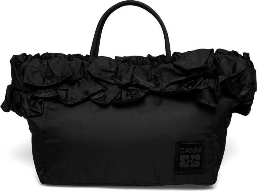 Ruffle-Detail Tote Bag - Black - ONE SIZE